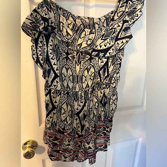 Lightly worn bohemian navy white and orange romper - Picture 3 of 5